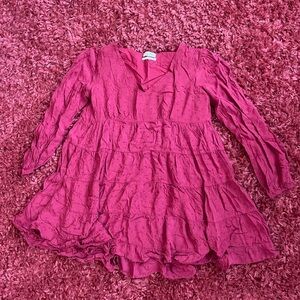Urban Outfitters Smocked Long Sleeve Mini Dress